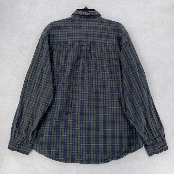 Eddie Bauer Blue Brown Plaid Flannel Long‎ Sleeve Shirt Mens XL - Picture 2 of 8
